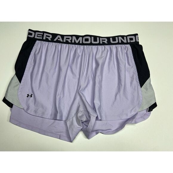 Women's Under Armour Plus Play Up Side Stripe Shorts Purple Size‎ 3x - Picture 1 of 6